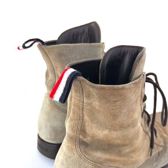Moncler Men’s Suede Lace Up Combat Boots Tan 43  Size 10 Hiking High Top main image 8